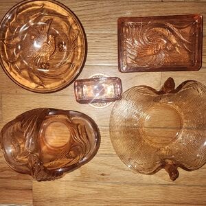 Vintage Indiana Glass Tiara Bird Of Paradise 4pc Set